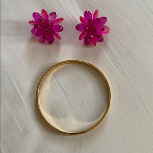 Kate spade gold bracelet and flower studs